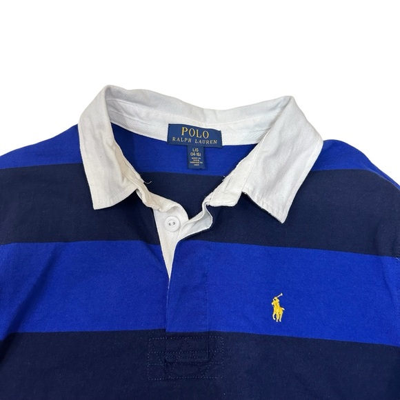 Polo Ralph Lauren Boys L/S Rugby Stripe Shirt, Navy/Royal Blue, Size Lg (14-16) - Picture 5 of 5